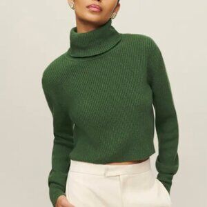Reformation Luisa Cropped Cashmere Sweater Cedar - Size XS